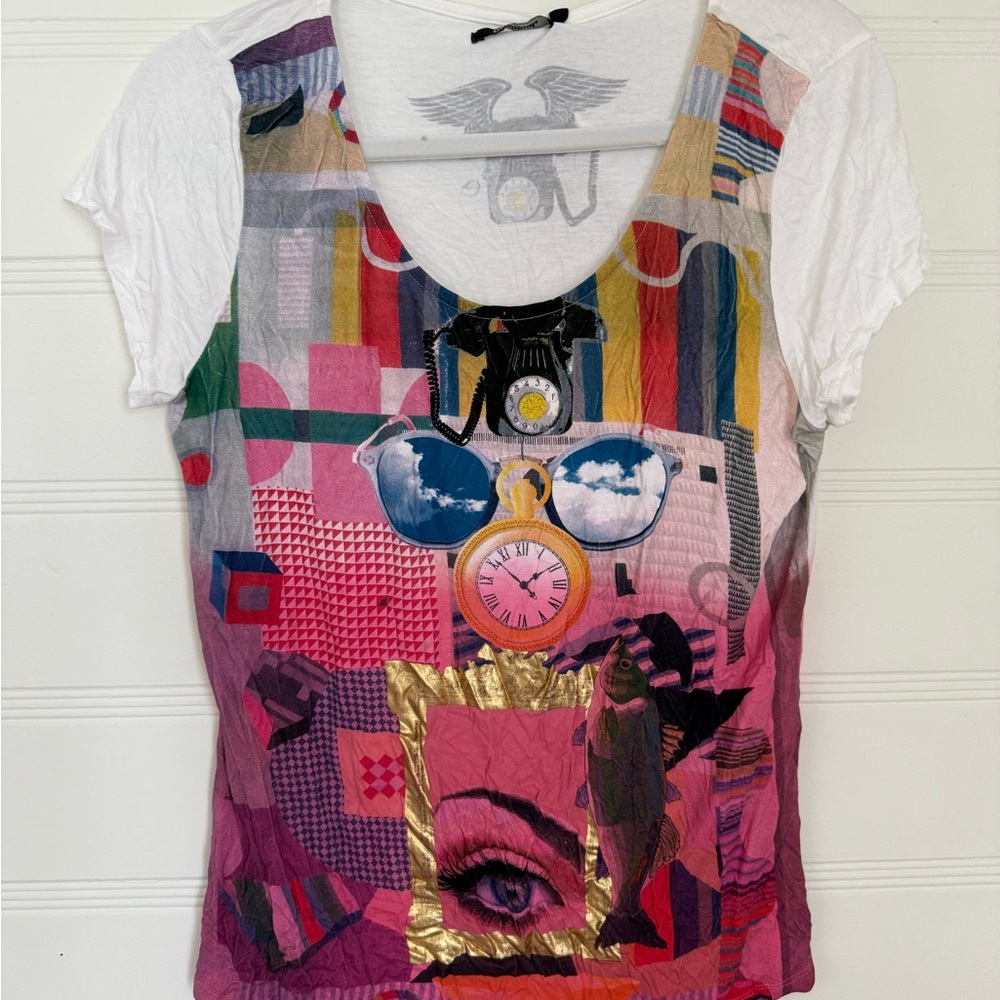 Desigual Multicolor Graphic Short Sleeve Top